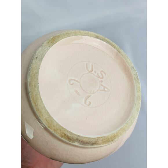 Vintage Made in USA Pottery Creamer Pitcher Pink with pink starflowers 6.5"h - Picture 7 of 9